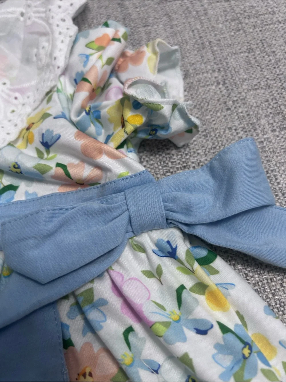 Abby & Evie Floral White Eyelet Collar Dress- Pastel Floral NWT Size 3